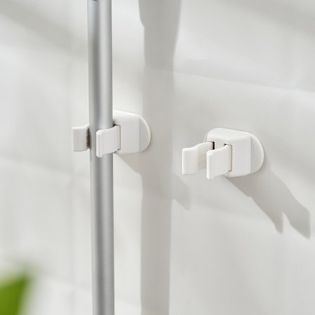 2 stk (4,5x3 cm) Veggstativ Veggkost Henger Adhesive Veggkost Holder Ingen Boring Mop Holder Oppbevaringsarrangør for Kit