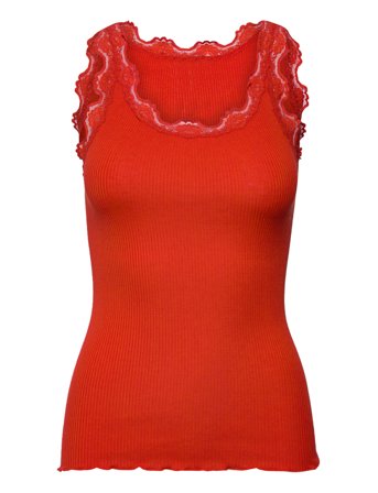 Silk Top W/ Lace T-shirts & Tops Sleeveless Oransje Rosemunde*Betinget Tilbud