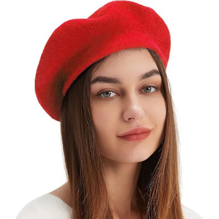 Uld Baret Hat Fransk Baret Hue Vinter Kunstner Maler Hat Ensfarvet Til Kvinder
