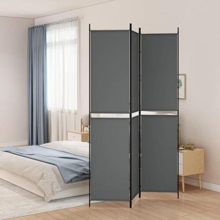 Vidaxl Rumsavdelare 3 Paneler Antracit 150x220 Cm Tyg Antracit