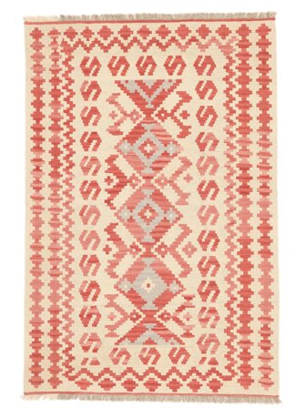 Handvävd Kelim Ghashghai Matta 128X189 Beige/Röd Liten