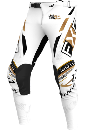 Pantaloni Motocross FXR Podium Gladiator alb/negru/auriu 34