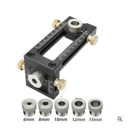 1 in 1 porausjig puusepänteollisuudelle, säädettävä taskujig, 5 reikää 6/8/10/12/15mm poranteräsarja, sänkykaapin ruuvitappi