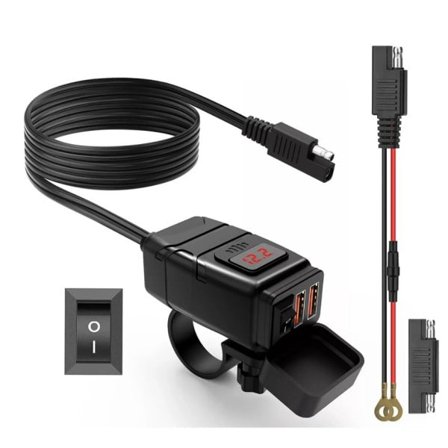 Motorsykkel USB lader QC3.0 Styre Rask Lading Vanntett 12V Socket Adapter