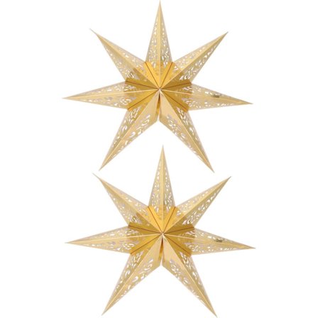 2 stycken guld 45cm stjärnformad lampskärm, 7-hörnig stjärnformad papperslampa
