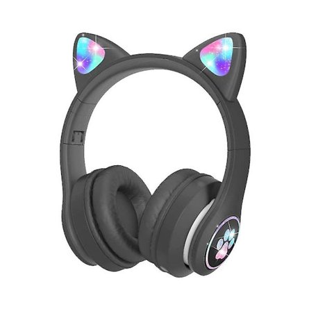 Barnens hörlurar med mikrofon/rgb LED-ljus, Bluetooth-hörlurar /skola//smartphone-svart