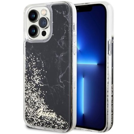 Guess GUHCP14XLCSGSGK iPhone 14 Pro Max 6,7" svart/svart hårda fodral Liquid Glitter Marble