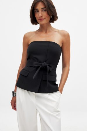 NA-KD Belted Corset Top - Korset-toppe - Sort - EU 38