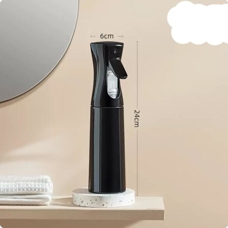 Små vandforstøverflasker, kontinuerlig tåge tomme hårsprayflasker til rengøring, krøllet hår, sort