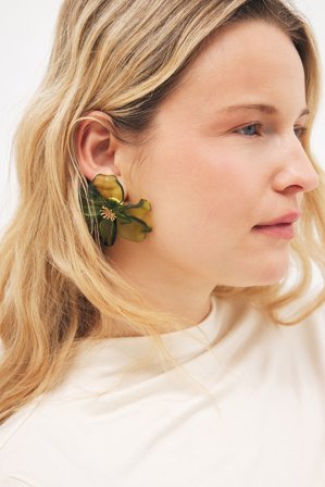 NA-KD Petal Flower Earrings - Smykker - Grøn - One Size