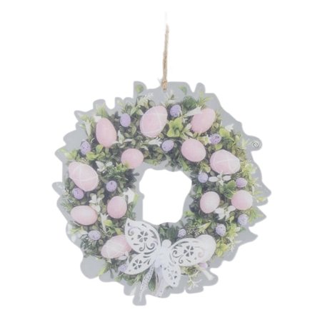 Påskskylt i Akryl med Livsliknande Mönster Kanin Krans Skyltar Påskdekoration Heminredning Rekvisita med Snöre Fjäril