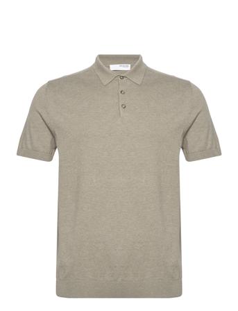 Slhberg Ss Knit Polo Noos Khaki Selected Homme