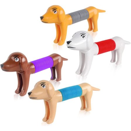 4-pack Nya Pop Tubes Fidget Leksaker, Sensorisk Slangfjäderhund, Fidget Leksaker för Småbarn, Finmotorik och Inlärningsleksaker, Ångest- och 