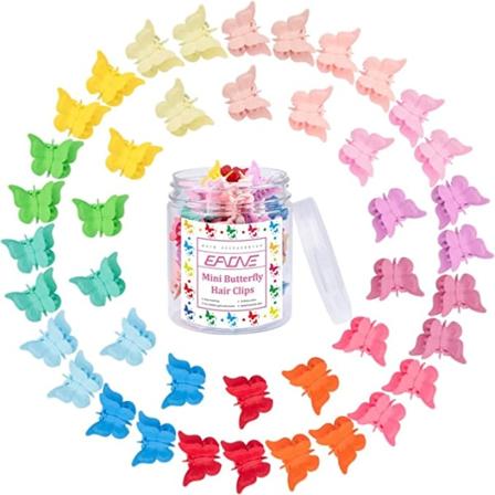 50 stk sommerfugl hårklips pastell hårklips mini søte klips hårtilbehør for hår 90-talls jenter kvinner med eskepakke, matte farger