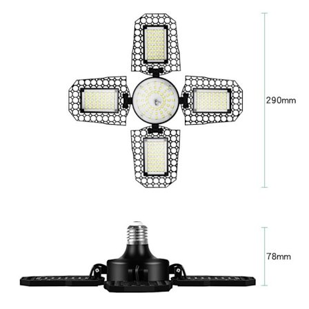Taklampa, 120W 6000K Justerbar 4+1 Panel Deformerbar Garage