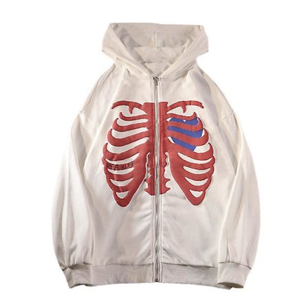 Skelett Zip Up Hoodie för Dam Herr Skelettjacka Höst Vår Tröja
