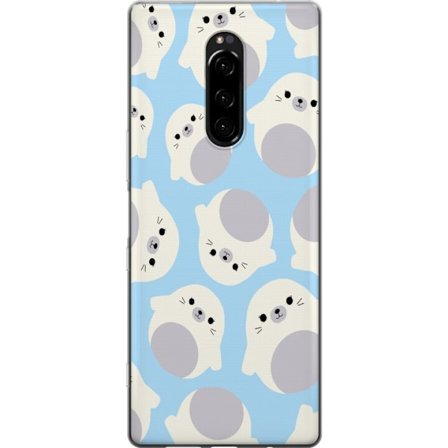 Yhteensopiva Puhelinkuori Sony Sony Xperia 1 Ihastuttavia hylkeitä pehmeässä pastellikuosissa