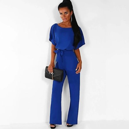 Dame Jumpsuit Casual Vida Ben Dame Aftonfest Lang Playsuit Blå