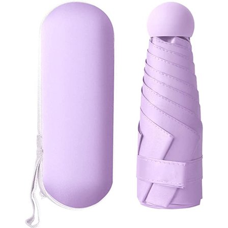 Konjac Lila Fällbart Paraply, 6 Ribbor Solparaply Vindtät & U