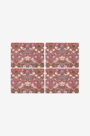Pimpernel - Bordsunderlägg Morris & Co Strawberry Thief Red 4-pack - Flerfärgad - Löpare & tabletter - Från Homeroom