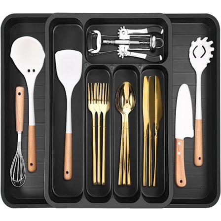 st Utökningsbar Besticklåda Organisatör för Förvaring, Stor Kökslåda Organisatör för Kökslådor, Justerbara Bestickhållare och Bestickorganisatör