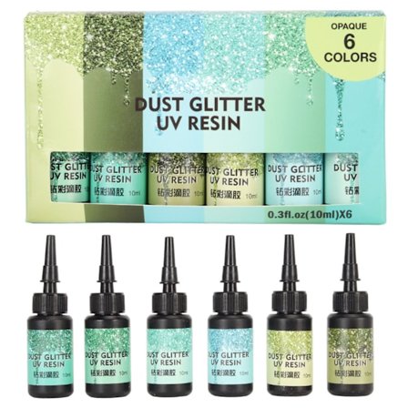 6 Farge UV Resin 10ml Pennform Hurtigherdende Aluminiumfolie Forsegling UV Lim DIY Smykker Håndverk Grønn Serie