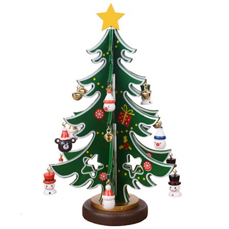 Miniatyyri puinen pöytäjoulukuusi joululelusetti joulukoristeisiin pöytäkoristeisiin