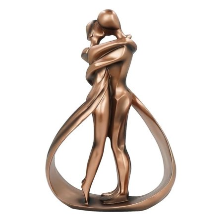 Romantic Hug Kiss Sculpture Ornament DreamsEden Loving Couple Statue Heart Decor Gold