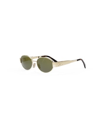 Celine Women's Sunglasses with a frame made of metal in gold and lenses made of glass in green