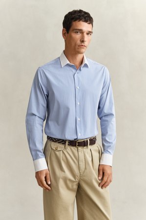 GANT Herren Anzughemd aus Popeline (S) Blau