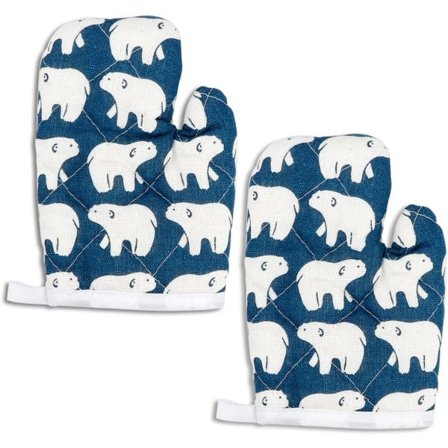 IC 2 stk Ovn Handsker til Børn Varmebestandige Køkkenhandsker, Perfekte til Madlavning og Bagning, Aldre 4-12 (7 tommer x 4,7 tommer, Isbjørn)
