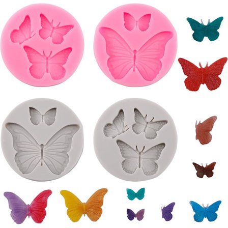 4 stk. Sommerfugl Silikoneforme, Fleksible Silikone Sommerfugl Fondantforme Sommerfuglformede Slik Chokoladeforme til DIY Håndværk Bryllupsfest Kage