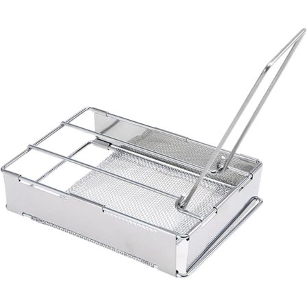 Campingbrödrost, hopfällbar rostfri stålbrödrostplatta, bärbar utomhuscampingbrödrostgrill