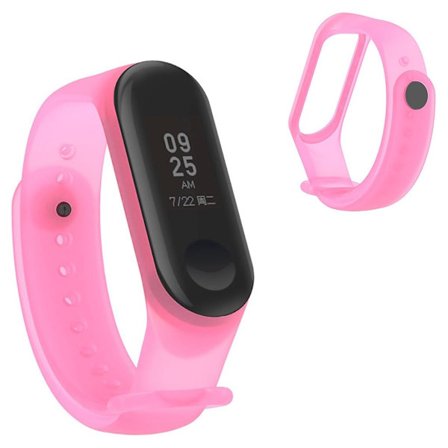 Xiaomi Mi Smart Band 4 / Band 3 gennemsigtig silikone urrem - Gennemsigtig Pink