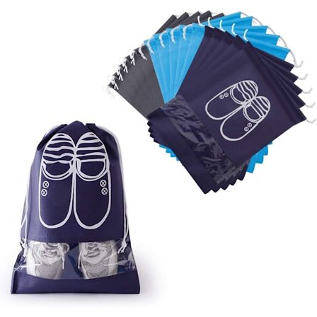 15 stk skobag, pustende skoposer i non-woven med snøring