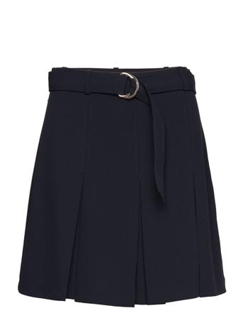 Fluid Twill Pleated Short Skirt Kort Nederdel Navy Tommy Hilfiger