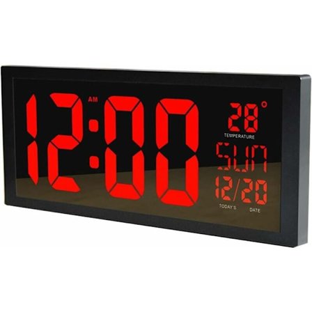 LED Digital Væg Ur, Stor Stum Alarm Ur med Tid Kalender