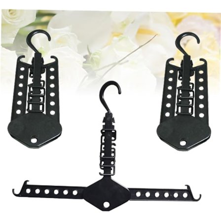 3 stk. Svart klesstativ tørkestativ roterende kleshenger A