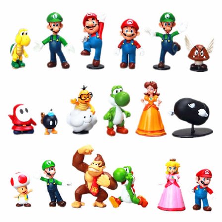 18-pakke af Super Mario-figurer i ny stil