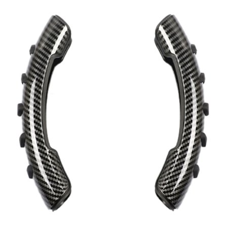 (Kolfiberstruktur) Universal Bilrattkåpa med Spinner Extra Booster Hjälphandtag Knapp Otroligt Tålig Halkskydd