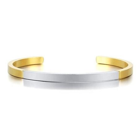 Adjustable Bracelet in Stainless Steel - Gold and Silver (0.5 cm width)"