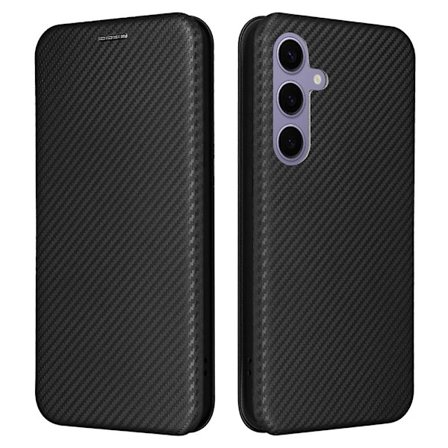 SKALO Samsung S25+ Carbon Fiber Plånboksfodral - Svart