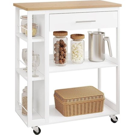 Rootz keittiövaunu - Pyörivä kärry - Tarjoilukärry - Tukeva MDF - 73cm x 88cm x 38cm
