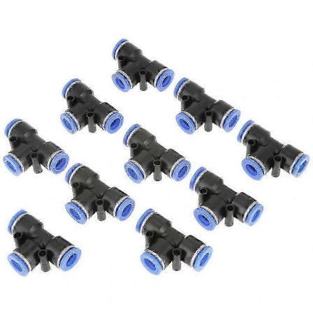 【PP】10 stk. Pneumatisk Slange Plast Rørkoblinger Tilslutning Luftledning 10 mm 3/8 Type T