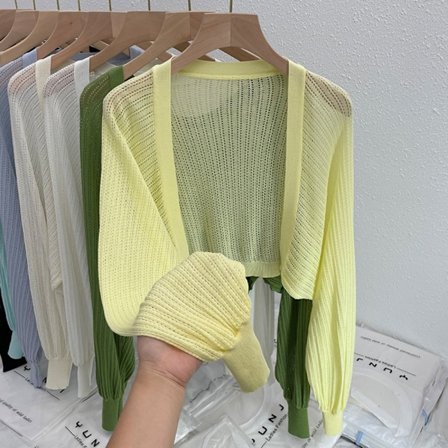 Stickad Cardigan Is Silk Sjal GUL