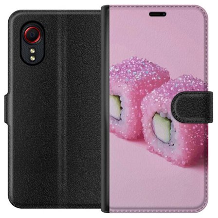 Kompatibelt Plånboksfodral till Samsung Samsung Galaxy Xcover 5 Rosa sushiaffisch Japansk matrulle ris fisk rosa glitter kawaii estetiskt gullig matt