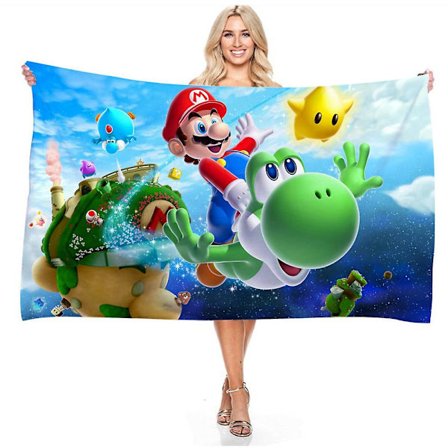 Super Mario Bros Badehåndkle 75x150cm Komfortabel Mikrofiber Hurtigtørkende Strand- og Svømmehåndkle