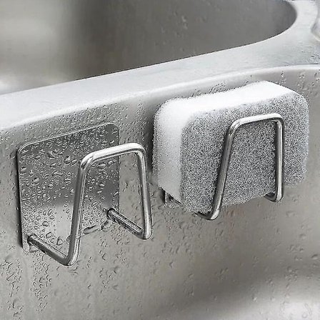 4 stk. Rustfrit Stål Vaskesvamp Holder Dræn Tørrestativ