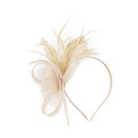 Tulle Blomster Hårbøjle til Kvinder Elegant 1920'er Fjerprydet Hovedbøjle Skridsikker Flapper Fascinator Hårbånd til Formel Begivenhed Champagne