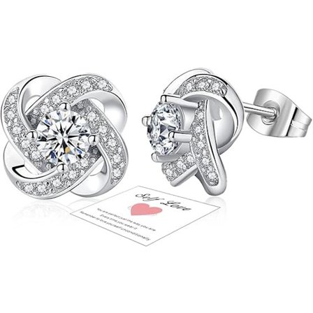 Silverörhängen för flickor - Sterling silver stiftörhängen, allergivänliga cubic zirconia diamantörhängen